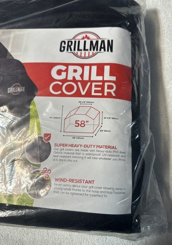 Grillman Large Rip-Proof Waterproof BBQ Grill Cover, 58"L x 24"W x 48"H Black - Picture 3 of 3