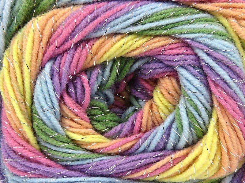 Magic Glitz 80848 Pastel Rainbow + Silver Metallic SelfStripe DK