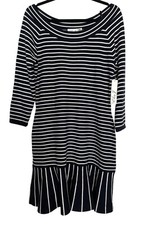 NWT Eliza J Navy White Striped Sweater Dress Nautical Special Occasion Size XL