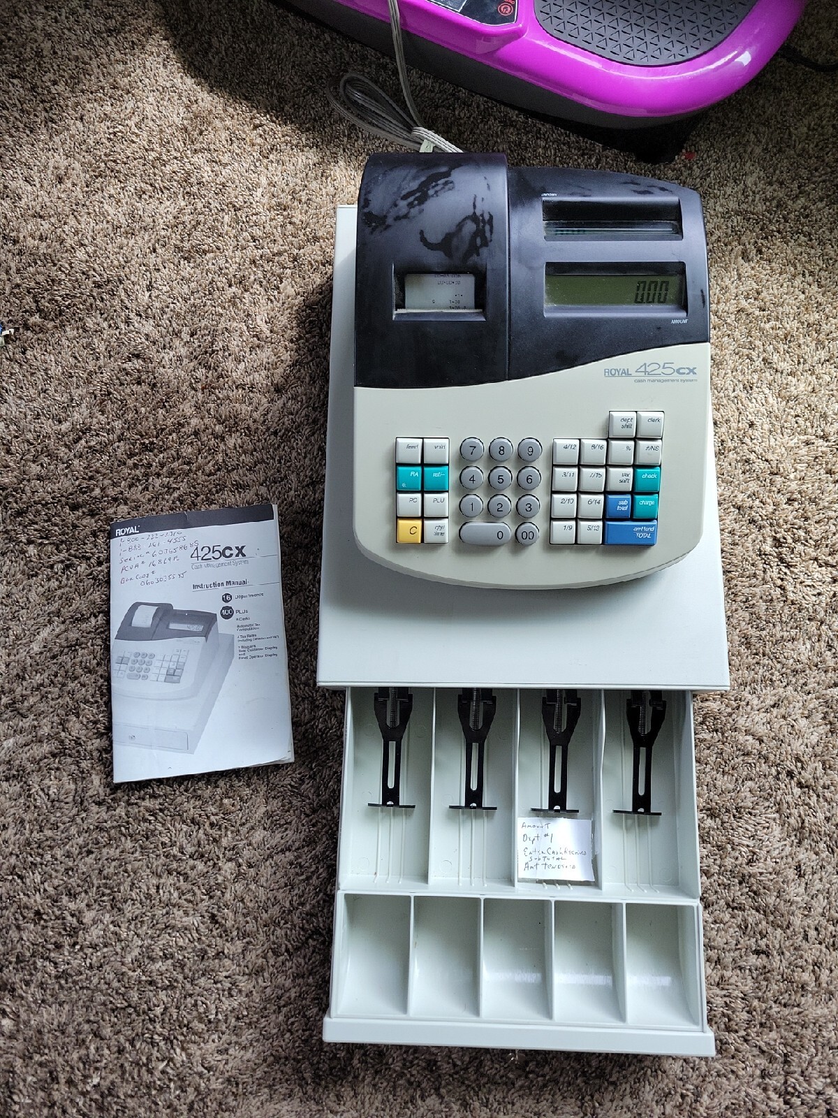 Royal Electronic Cash Register Model 425cx White Locking Cash Drawer