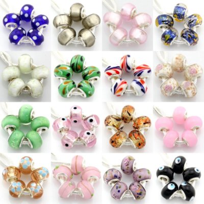 5PCS Silver Single Core Murano Lamp Glass Beads fit European Charm Bracelet A087 5PCS Silver Single Core Murano Lamp Glass Beads fit European Charm Bracelet A087