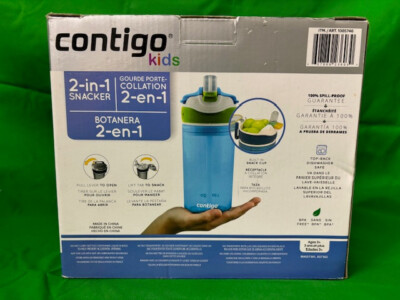 Contigo Kids 2 In 1 Snacker: Bottiglia E Tazza Antiversamento 13 Oz – Confezione Da 2 Rosa E Viola