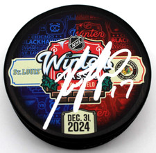 Nick Foligno Signed Chicago Blackhawks 2024 Winter Classic Hockey Puck w/COA #3