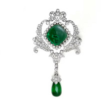 Elizabeth Taylor Green Lab Created Emerald Women's Collection Victorian Brooch