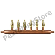 6 Port 1/2" PEX Manifold with Valves by Sioux Chief 672XV0699 OPEN