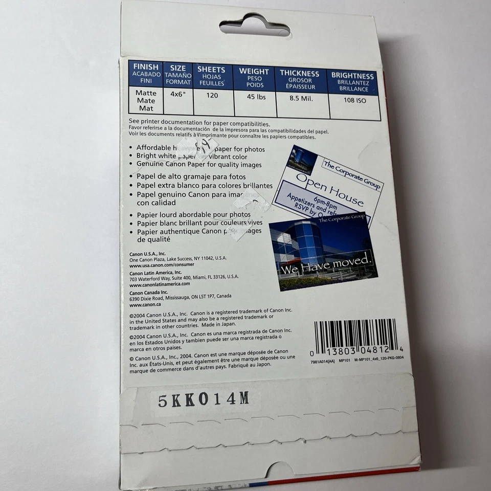 Canon Matte Photo Inkjet Paper, 8.5 mil., 4x6", 120 Sheet Pack #7981A014 - Image 4 of 4