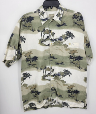 Bugle Boy Hawaiian Shirt Mens Medium Floral Retro Y2K Short Sleeve Button Up