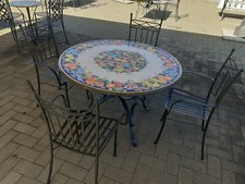 Tavolo in pietra lavica Ø120 cm da giardino casa balcone + base e/o sedie