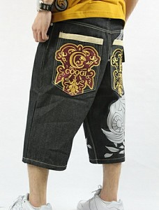 New Mens Jeans Black Denim Embroidery Snake Casual Pants Trousers HipHop W30-W44
