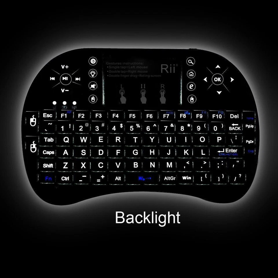 Rii i8+ Black Mini Wireless Keyboard with BACKLIGHT for Smart TV Android TV Box - Image 3 of 4