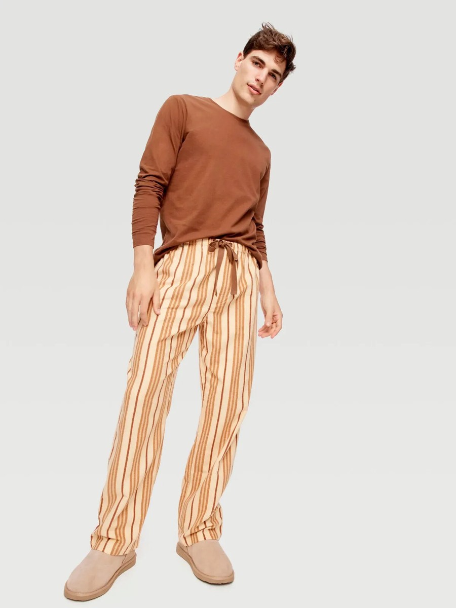 Peter Alexander Men's Caramel Stripe Flannelette Pyjama /Lounge