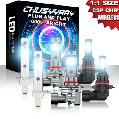 H1+9005+9006 LED Headlight Kit For Mitsubishi Outlander 2005-2006 Fog Bulb