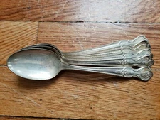 6 ANTIQUE COLLECTIBLE TEA SPOONS 6" *WM ROGERS MFG CO* EXTRA SILVER PLATE-