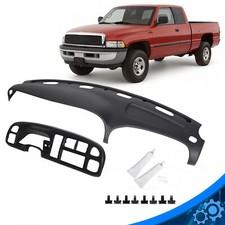Fit For 98-02 Dodge Ram Pickup Gray Dash Bezel Dashboard Cover Overlay Wclips