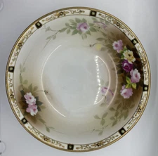 Antique Nippon Bowl with Roses & Gold Gilt - Hand Painted - Maple Leaf Stamp