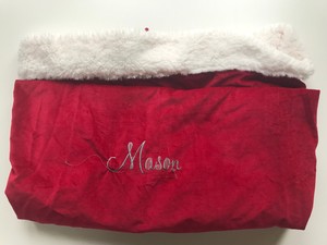 Pottery Barn Kids Red Velvet Extra Large 42 X 56 Santa Bag Mono