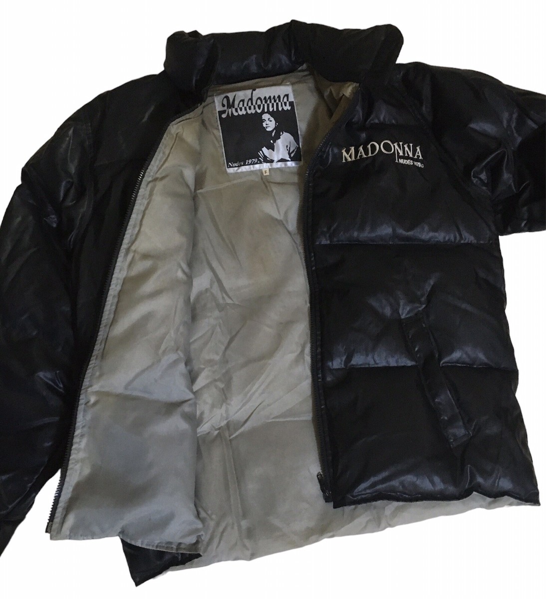 稀少レア非売品☆マドンナ ノベルティ ダウンジャケット Nudes 1979 Rare☆MADONNA Nudes 1979 Down Jacket Japan Promo Black VHTF