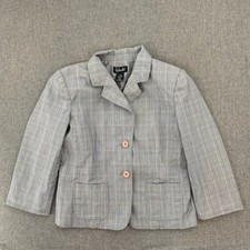 Rafaella Gray Plaid Blazer 2 Button Closure Collared 60 Cotton Pockets Sz 10