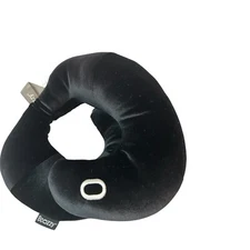 BCOZZY Flat Back Design Cozy Comfortable Travel Neck Pillow Black Velvet Feel