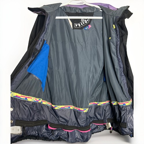 VOLCOM Women’s Hooded Snowboard Jacket XL Purple Black Thermonite Let It Storm - Picture 16 of 21