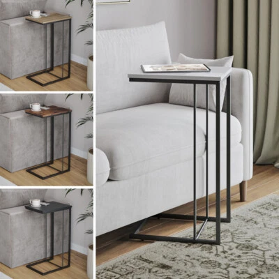 URBNLIVING C Shaped Side End Table Coffee Snack Living Room Bedside Under Sofa Metal Frame