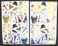 Mrs Grossman Two 4x6 inch 'New Years' Holiday Foil Sticker Sheets