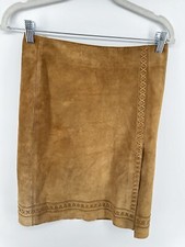 Vintage 90s Brown Suede 100 Leather Pencil Skirt W28