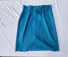 Vintage 90s Teal High Waisted Midi Skirt Tag 15/16 Workwear Classic Pencil 30"