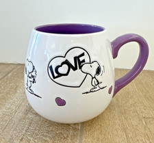 TAZA DE CAFÉ LOVE SNOOPY TAZA SNOOPY CACAHUETES ART DECO CORAZÓN PÚRPURA CACAHUETES