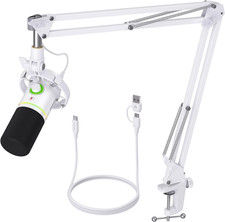 XLR/USB Dynamic Microphone Kit, RGB Podcast Mic with Software, Mute, Gain Knob,