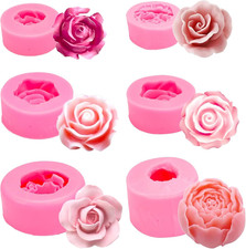 3D Silikonform Blumen, Silikon Formen Set, 6 Silikon 3D Rosenblüte, Silikons Sei