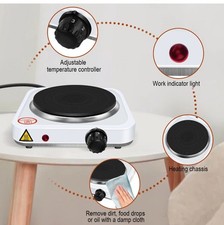 1500W Single Hot Plate Table Top Cooking Solid Ring Hob with Thermostat Camper