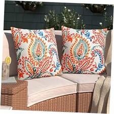 Outdoor Pillow Covers 18x18 Waterproof 18" x 18" Pack of 2 Colorful Paisley