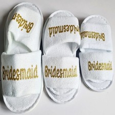 Personalised Wedding Spa Slippers Bride Bridesmaid Adult Kids
