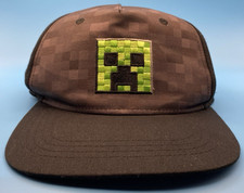 Minecraft Creeper Snapback Hat Black Green Cap Adjustable Embroidered Logo