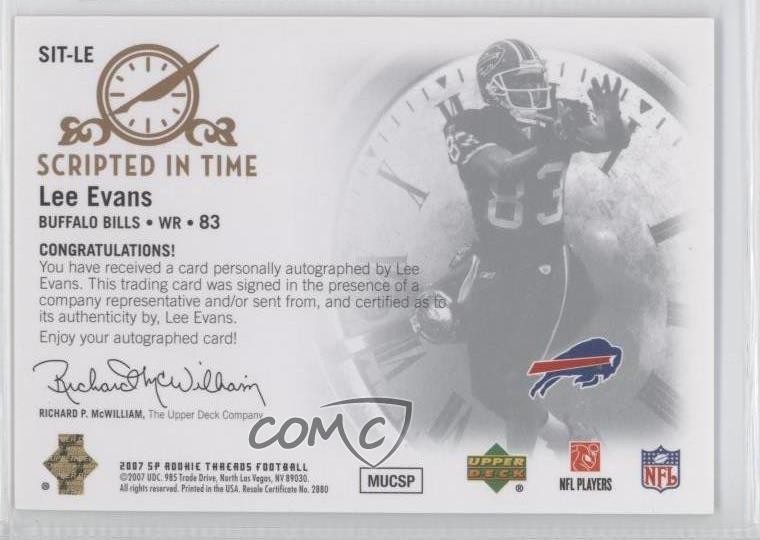 2007 SP Rookie Threads Scripted in Time 47/100 Lee Evans #SIT-LE Auto 1i0 thumbnail 2