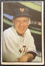 1953 BOWMAN COLOR LEO DUROCHER (NEW YORK GIANTS) #55 VG OC 2 SMALL WRINKLES