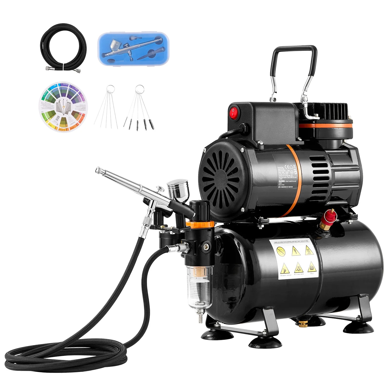 SKYSHALO Air Tank Compressor System Airbrush Dual Fan Kit with 3.5L Air Tank NEW