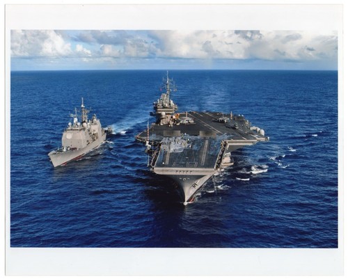 2004 Carrier CV-63 USS Kitty Hawk Replenishing CG-49 Vincennes 8x10 Photo #12