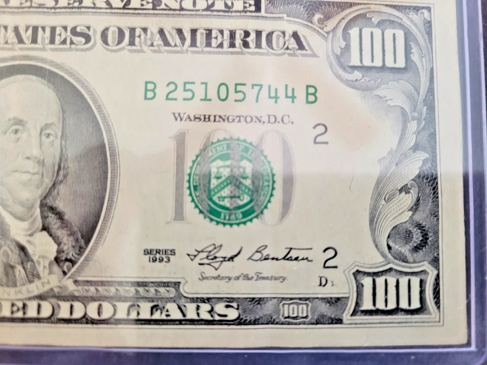1993 $100 US Dollar Bill New York Small Face - Image 2 of 3