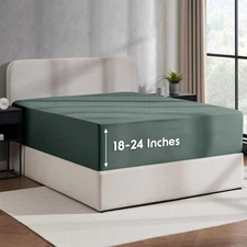 Nestl Forest Green Extra Deep Pocket Twin XL Fitted Sheet - Deep 18-24" Mattress