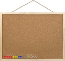 Cork Bulletin Board 17.7X 13.3 Inches W/ Oak Wood Finish Frame Wall Mounted