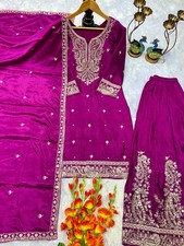 Indian Style Chinnon Silk Pink Top Palazzo And Dupatta For Wedding Collection