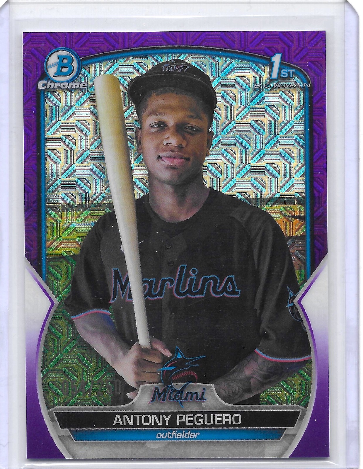 2023 Bowman (1ST) - Chrome Prospects Antony Peguero Purple Mojo /250 Refractor