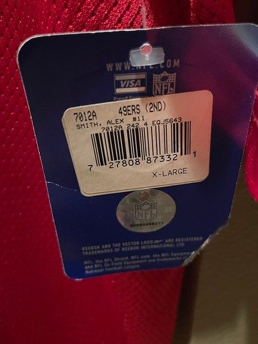 Reebok NFL Equipment Alex Smith #11 San Francisco 49ers Jersey Size XL - Picture 7 of 8