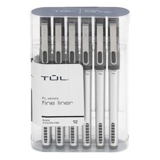 Fine Liner Felt-Tip Pens, Ultra-Fine, 0.4 mm, Silver Barrel, Black Ink, Pack Of