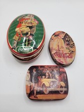 Coca-Cola Tins Set Of 3 VINTAGE 70S-90S METAL, Advertising, Pocket, Ornament