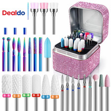 Nail Drill Bits Set with Storage Case: 30Pcs 3/32 Inch Carbide Diamond Ceramic P