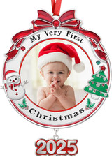 Baby’s First Christmas 2025 Photo Frame Ornament – Newborn Keepsake Gift for Gir