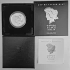 2023 (P) Silver Dollar Uncirculated PEACE + U.S. Mint Box & COA, 0.999 Fine. New